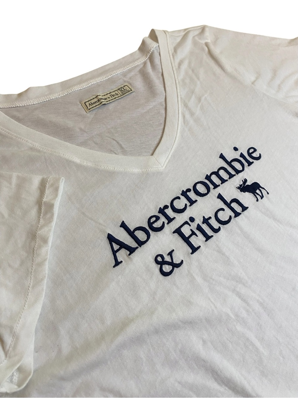Abercrombie & Fitch Tee Women’s XL Y2K 90s Embroidered Moose Logo Oversized Prep